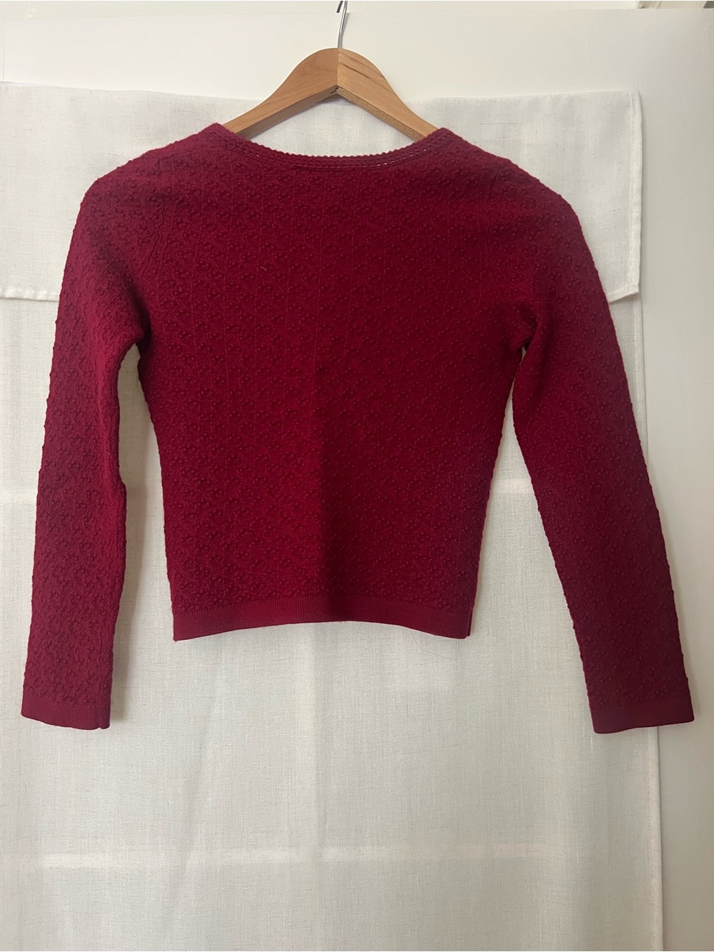 Sezane Alexa Jumper Merino Wool Cropped Fit XXS XS Burgundy - Picture 5 of 6